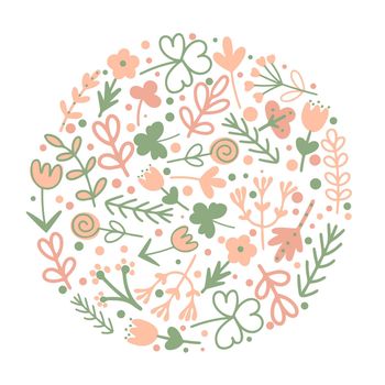 Summer floral round template vector illustration