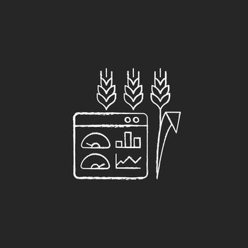 Crop and soil monitoring and management chalk white icon on dark background