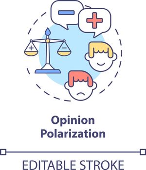 Opinion polarization concept icon. Negative and positive thinking. Opposition in relationship abstract idea thin line illustration. Vector isolated outline color drawing. Editable stroke