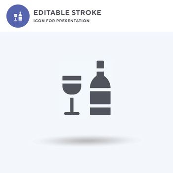 Wine icon vector, filled flat sign, solid pictogram isolated on white, logo illustration. Wine icon for presentation.