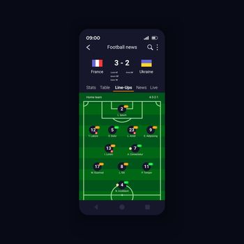 Live match football scores smartphone interface vector template