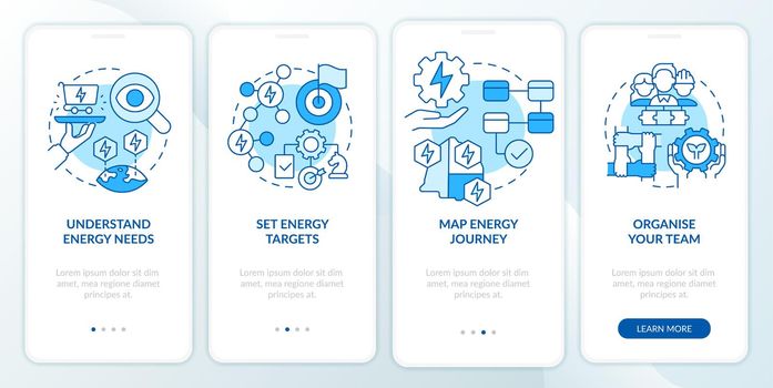 Guide to energy strategy blue onboarding mobile app screen