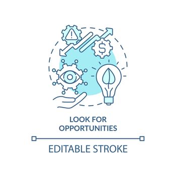 Look for opportunities turquoise concept icon
