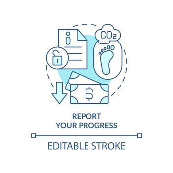 Report your progress turquoise concept icon