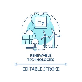 Renewable technologies turquoise concept icon