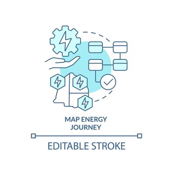 Map energy journey turquoise concept icon