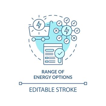 Range of energy options turquoise concept icon