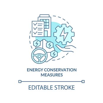 Energy conservation measures turquoise concept icon