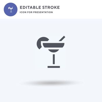 Cocktail icon vector, filled flat sign, solid pictogram isolated on white, logo illustration. Cocktail icon for presentation.