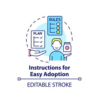 Instructions for easy adoption concept icon