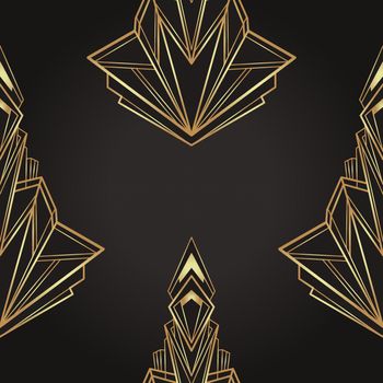 Art deco style geometric seamless pattern in black and gold. Vector illustration. Roaring 1920s design. Jazz era inspired .