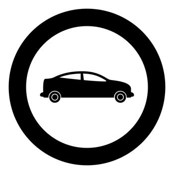 Car sedan icon in circle round black color vector illustration image solid outline style