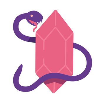 Dangerous snake with magical stone semi flat color vector object