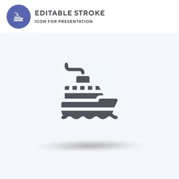 Ship icon vector, filled flat sign, solid pictogram isolated on white, logo illustration. Ship icon for presentation.