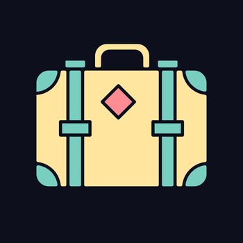 Old-fashioned style suitcase RGB color icon for dark theme