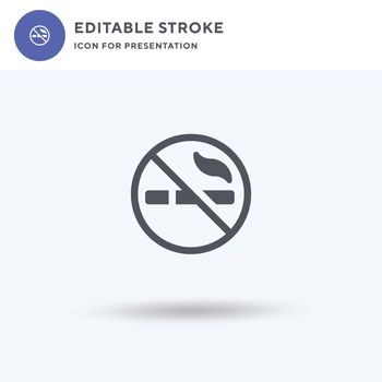 No Smoking icon vector, filled flat sign, solid pictogram isolated on white, logo illustration. No Smoking icon for presentation.