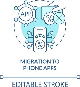 Migration to phone apps blue concept icon