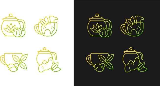 Medicinal tea gradient icons set for dark and light mode