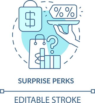 Surprise perks blue concept icon