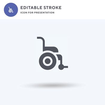 Wheelchair icon vector, filled flat sign, solid pictogram isolated on white, logo illustration. Wheelchair icon for presentation.