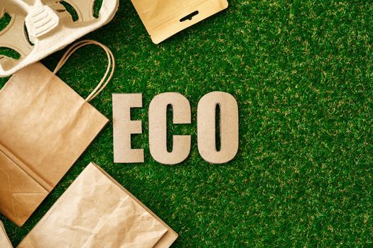 Craft paper eco bag, eco-friendly concept of consumption