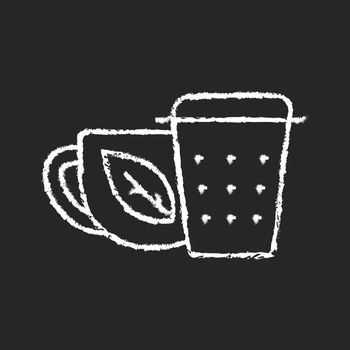 Metal tea infuser, strainer chalk white icon on dark background