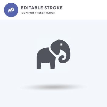 Elephant icon vector, filled flat sign, solid pictogram isolated on white, logo illustration. Elephant icon for presentation.