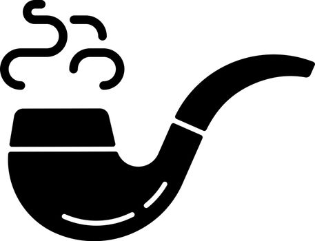Vintage smoking pipe black glyph icon