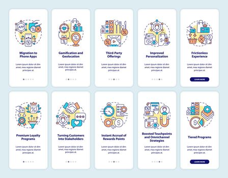 Reward system for customers onboarding mobile app page screen set