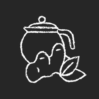 Ginger tea chalk white icon on dark background