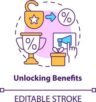 Unlocking benefits concept icon