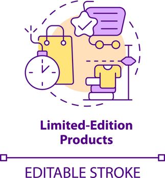 Limited-edition products concept icon. exclusive product offer abstract idea thin line illustration. Unique goods for loyal customers. Vector isolated outline color drawing. Editable stroke