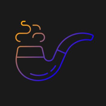 Vintage smoking pipe gradient vector icon for dark theme