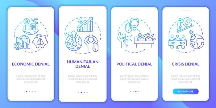 Climate change denial onboarding mobile app page screen