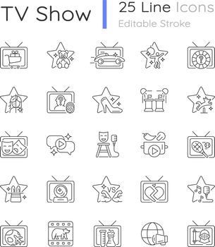 TV show linear icons set