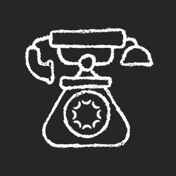 Vintage telephone chalk white icon on dark background