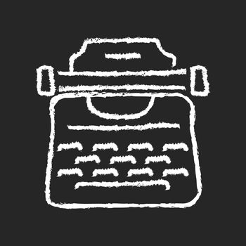 Vintage typewriter chalk white icon on dark background