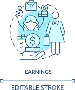 Earnings blue concept icon