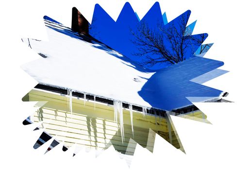 Digital Illustration Icicles on a Roof Background