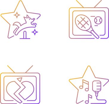 Television series genres gradient linear vector icons set