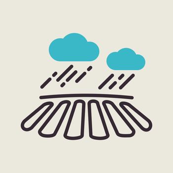 Cloud with rain over the field icon