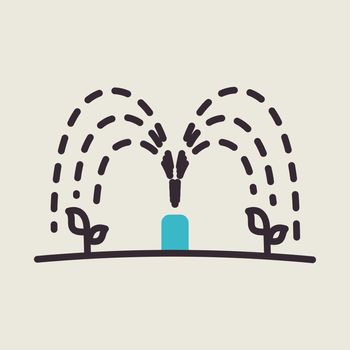 Automatic irrigation sprinkler vector icon