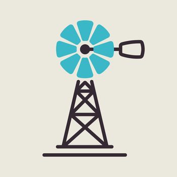 Wind pump flat vector icon