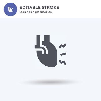 Heart Attack icon vector, filled flat sign, solid pictogram isolated on white, logo illustration. Heart Attack icon for presentation.