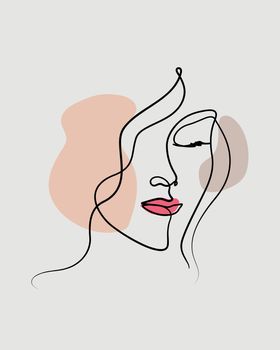 abstract line art woman face  illustration