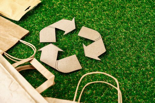 Craft paper eco bag, eco-friendly concept of consumption