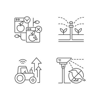 Automated systems in agriculture linear icons set