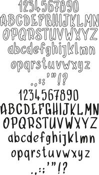 Handrawn cartoon black and white alphabet font