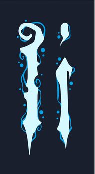 Handrawn design font of blue gothic curly letter I