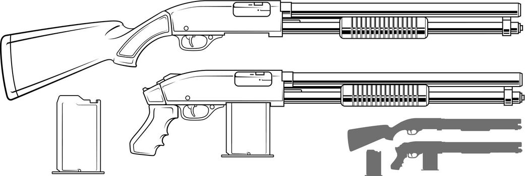 Graphic shotgun rifle with ammo clip